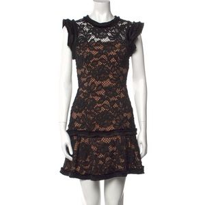 Alexis Raffia Flounce Lace Mini Dress - Size XS